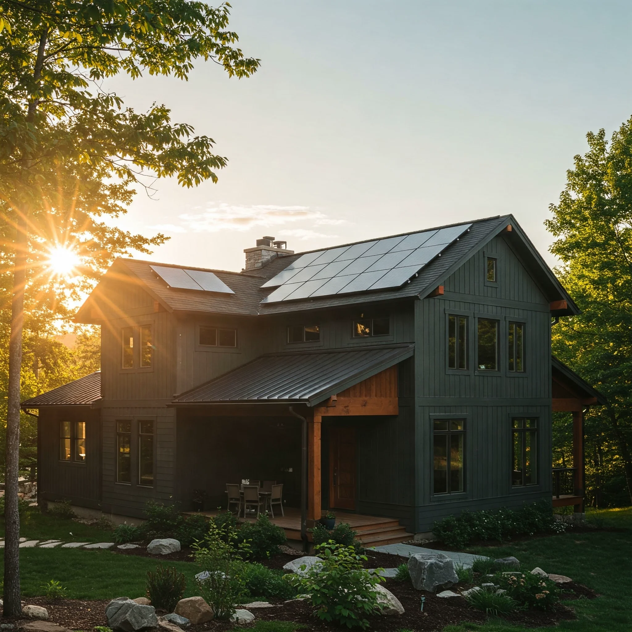 Solar panel installation on residential rooftop