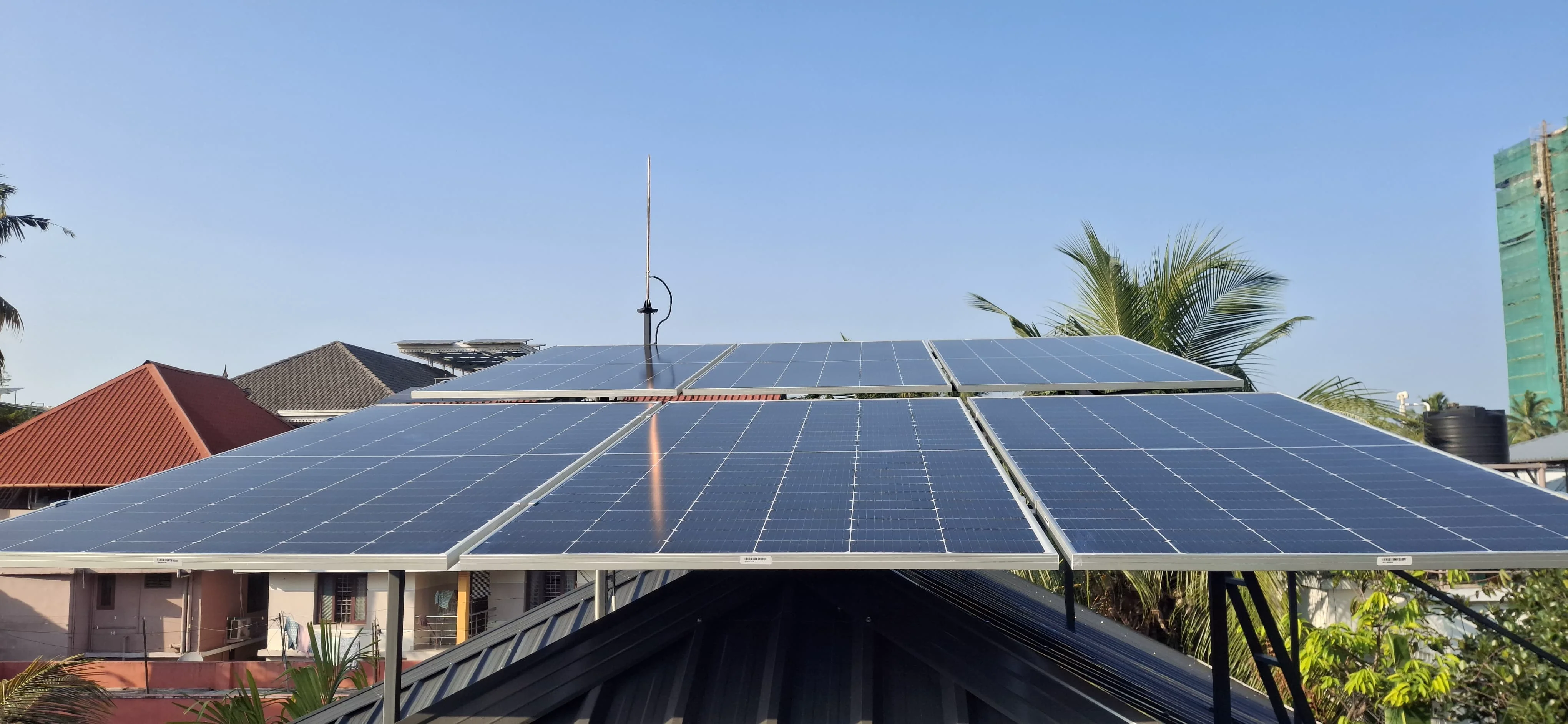 Solar panel array on rooftop