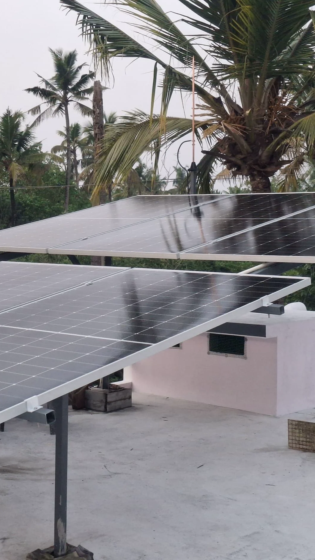 Solar panel on industrial rooftop